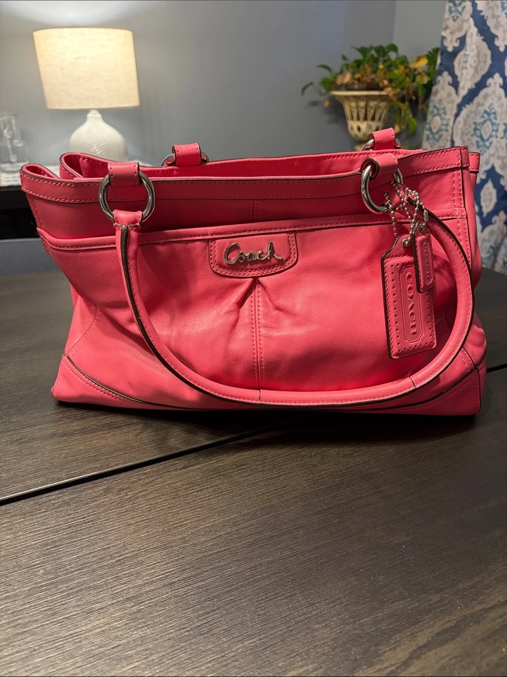 Coach Park Pink Leather Carryall Tote Shoulder Bag F19728